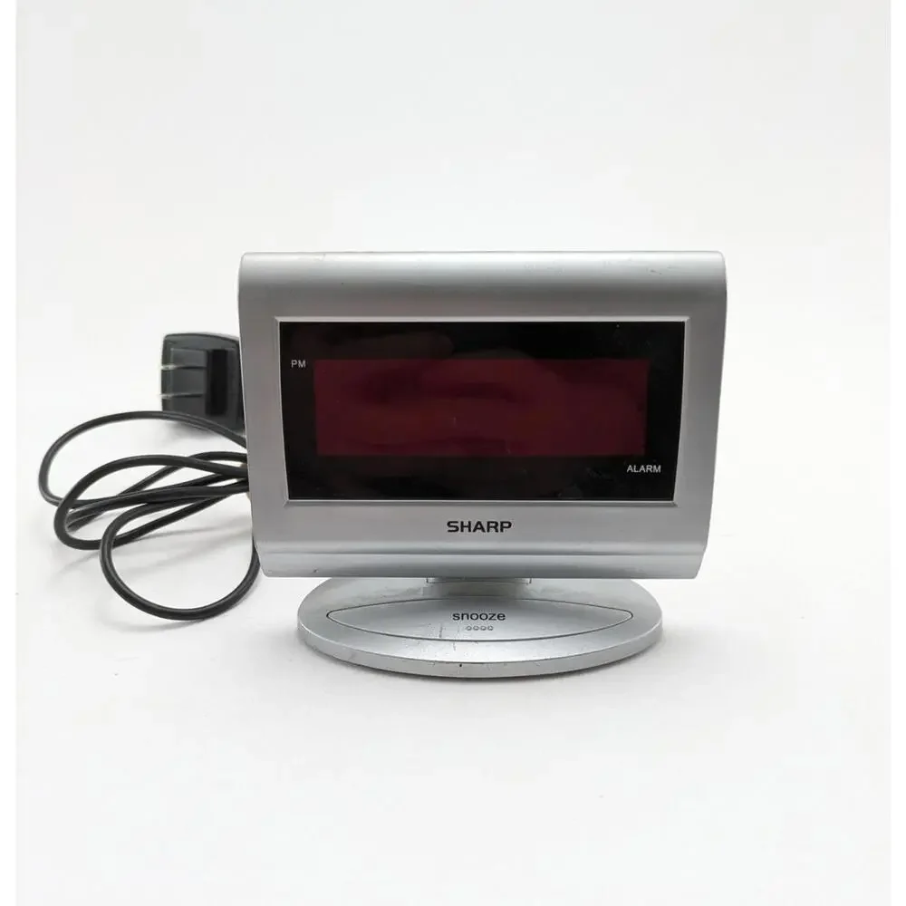 Sharp SPC061 Digital Silver‎ LED Easy Read Alarm Clock Testing Working